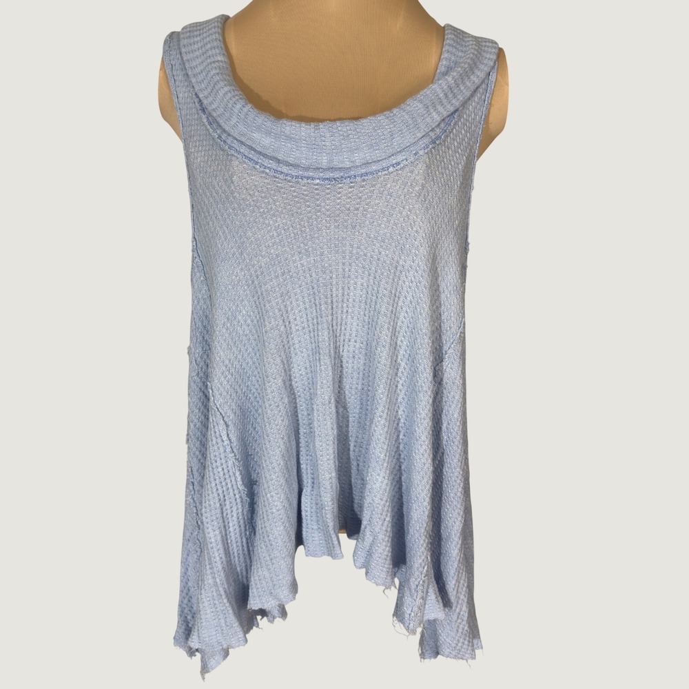 3131 | We The Free Free People Waffle Knit Flowy Tank Top Blue Women S